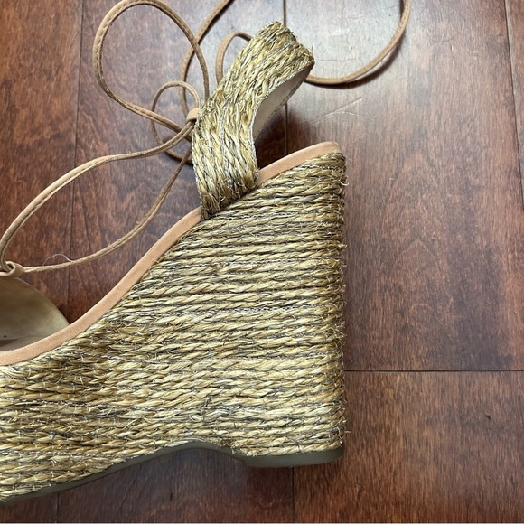 Schutz Natural Desert Aveline Lace Up Wedge Espadrilles Sandals Size 8.5 - Picture 8 of 16